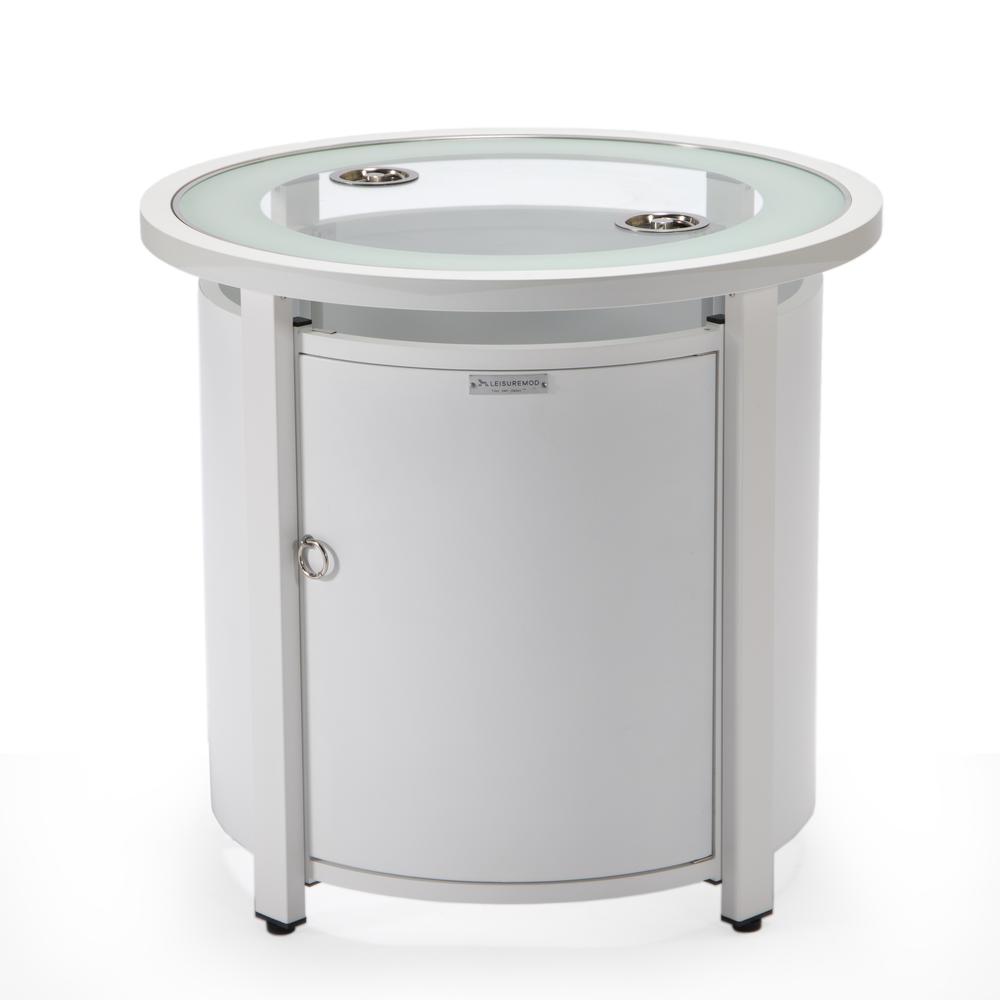 Walbrooke White Patio Round Tank Holder - LeisureMod