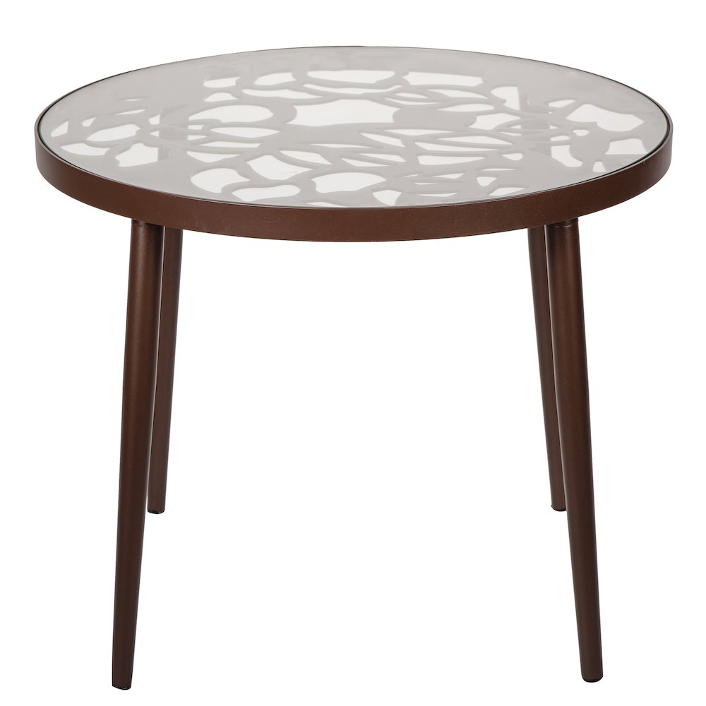 Devon Tree Design Glass Top Aluminum Base Indoor Outdoor End Table - LeisureMod