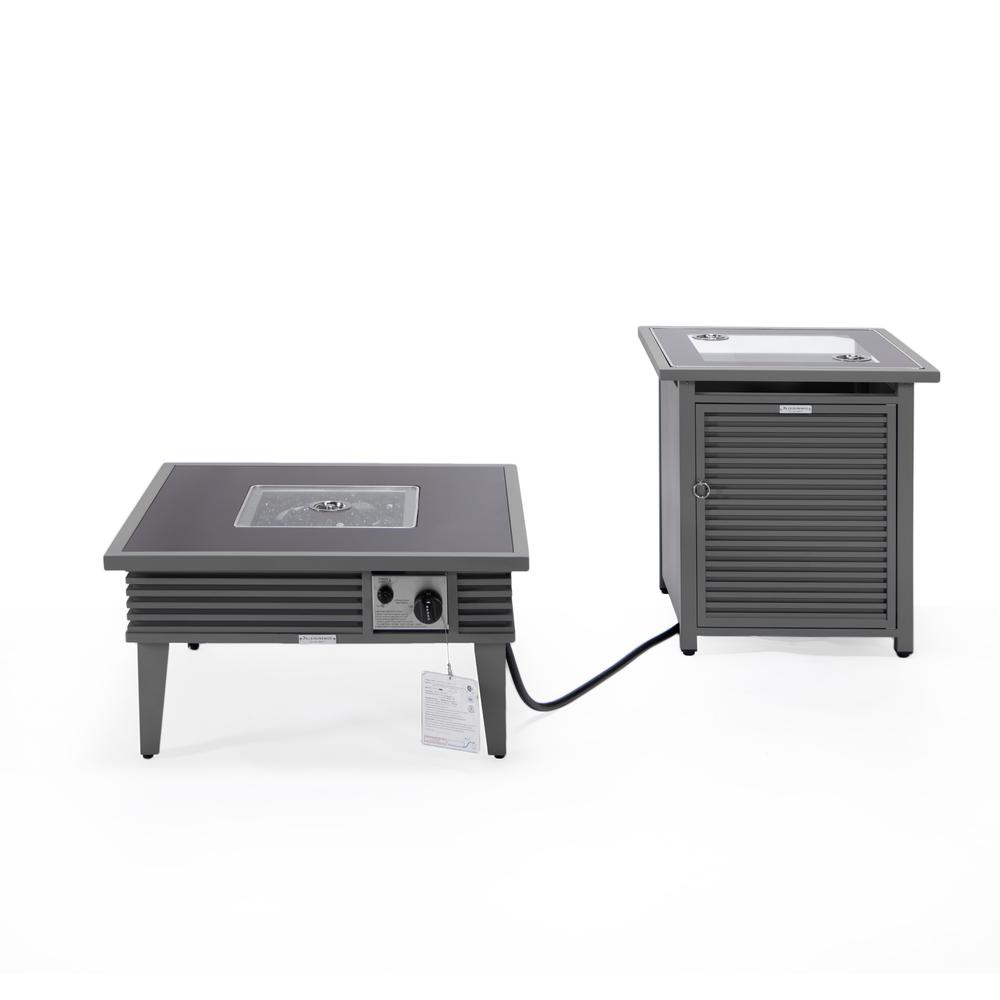 Walbrooke Patio Square Fire Pit and Tank Holder with Slats Design - LeisureMod