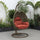 Beige Wicker Hanging Egg Swing Chair - LeisureMod