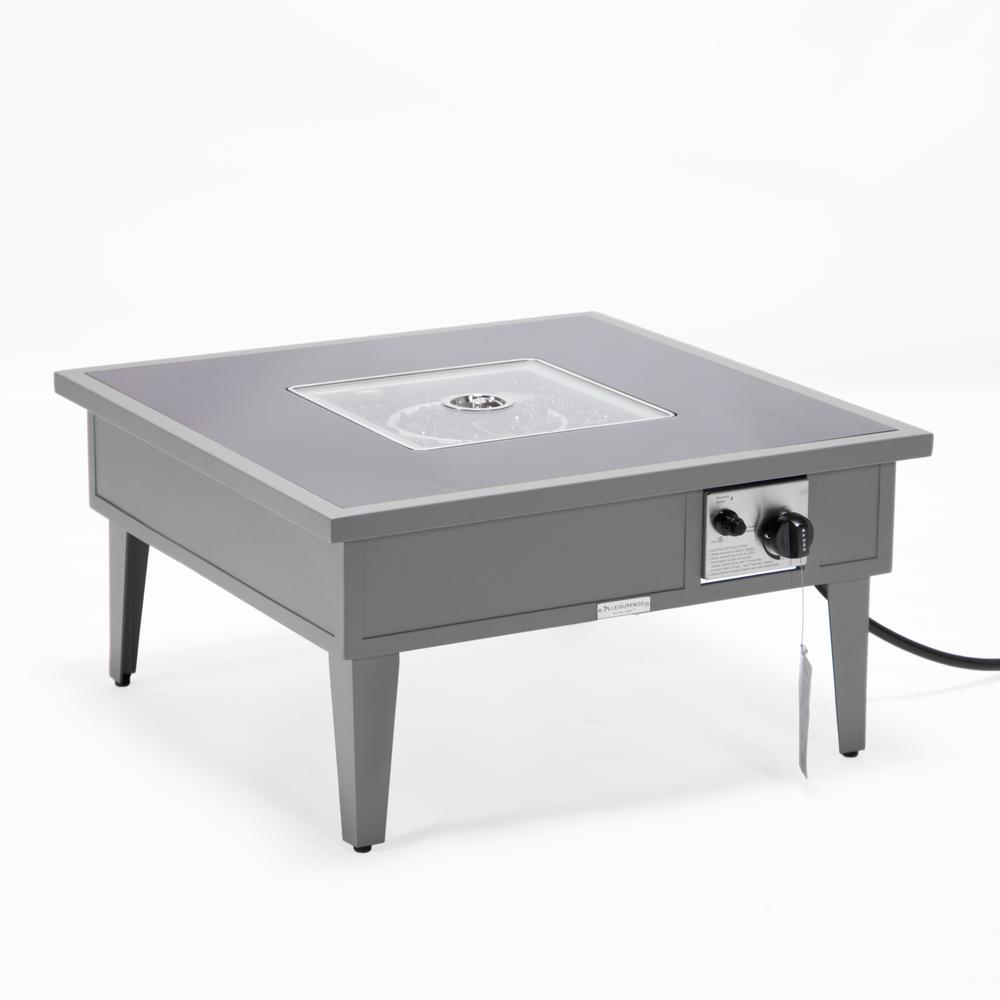 Walbrooke Outdoor Patio Aluminum Square Fire Pit Side Table with Lid - LeisureMod