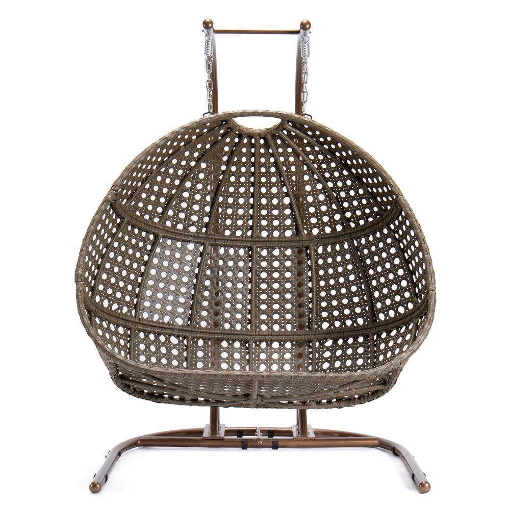 LeisureMod Wicker Hanging Double Egg Swing Chair  EKDBG-57BU