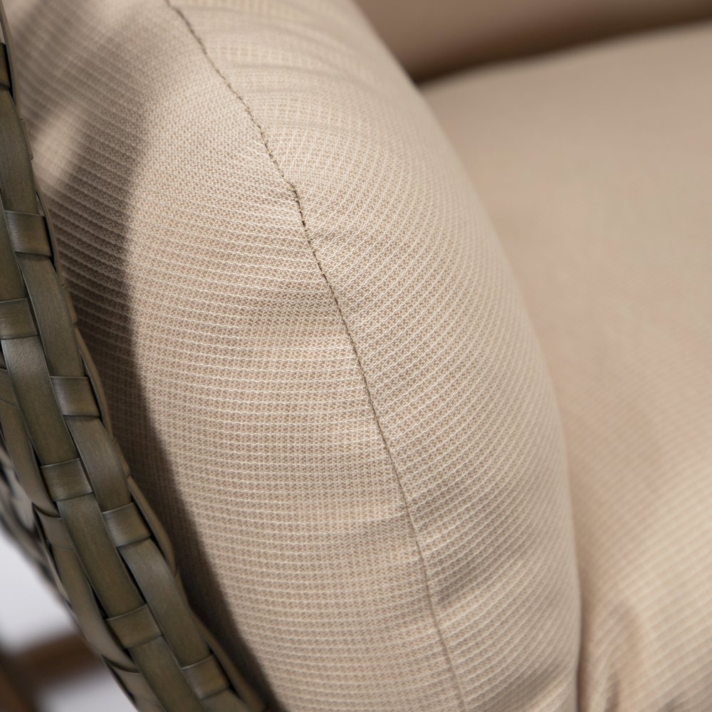 Beige Wicker Hanging Egg Swing Chair - LeisureMod