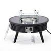 Aluminum Round Slats Design Fire Pit Side Table with Lid - LeisureMod