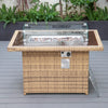 Mace Wicker Patio Modern Propane Fire Pit Table - LeisureMod