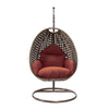 Beige Wicker Hanging Egg Swing Chair - LeisureMod