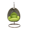 Beige Wicker Hanging Egg Swing Chair - LeisureMod
