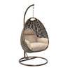 Beige Wicker Hanging Egg Swing Chair - LeisureMod