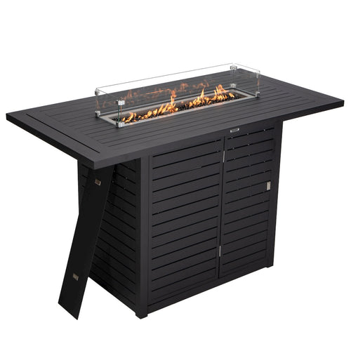 Chelsea Bar Height FIre pit aluminum table - LeisureMod