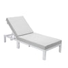 Chelsea Modern Outdoor White Chaise Lounge Chair With Cushions - LeisureMod