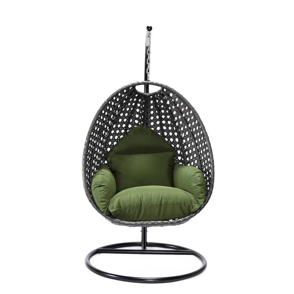 Charcoal Wicker Hanging Egg Swing Chair - LeisureMod