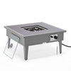 Walbrooke Outdoor Patio Aluminum Square Fire Pit Side Table with Lid - LeisureMod