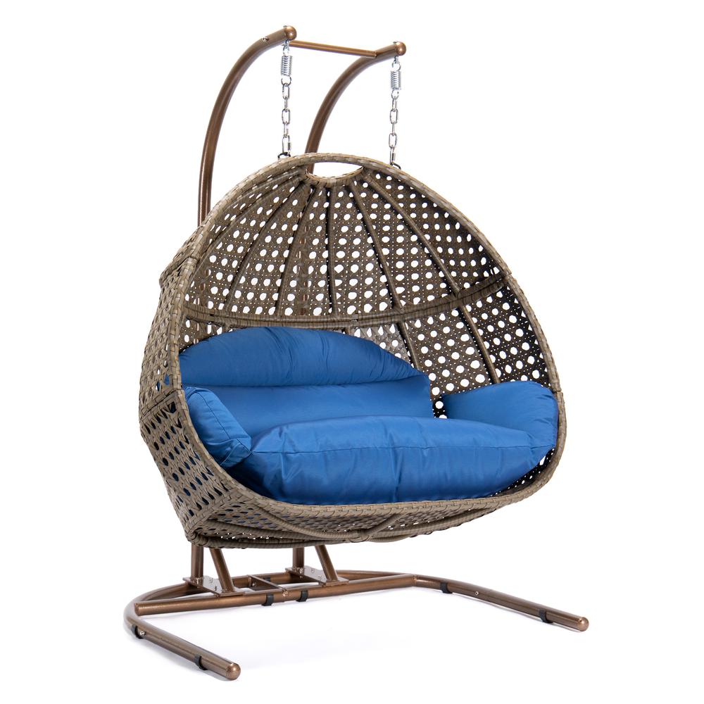 LeisureMod Wicker Hanging Double Egg Swing Chair  EKDBG-57BU