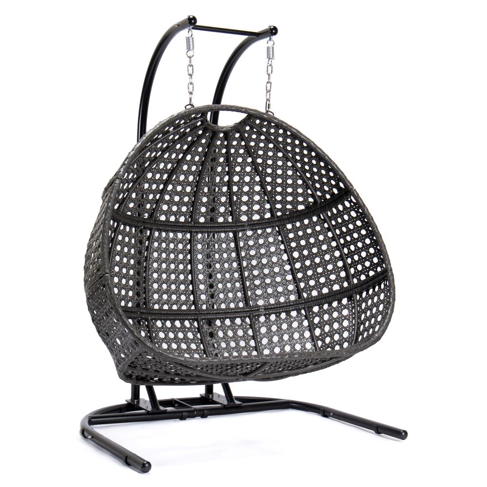 LeisureMod Wicker Hanging Double Egg Swing Chair  EKDCH-57BR