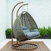 Beige Wicker Hanging 2 person Egg Swing Chair - LeisureMod