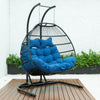 LeisureMod Wicker 2 Person Double Folding Hanging Egg Swing Chair ESCF52BU