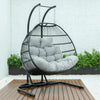 LeisureMod Wicker 2 Person Double Folding Hanging Egg Swing Chair ESCF52LGR