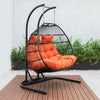 LeisureMod Wicker 2 Person Double Folding Hanging Egg Swing Chair ESCF52OR