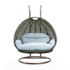 Beige Wicker Hanging 2 person Egg Swing Chair - LeisureMod