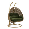 LeisureMod MendozaWicker Hanging 2 person Egg Swing Chair , Dark Green color