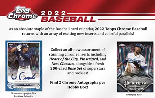 2022 Topps CHROME Series 1 AUTHENTIC Trading Card HOBBY Box - Two Chrome Autographs per Box! - Chance for Julio Rodriguez, Wander Franco