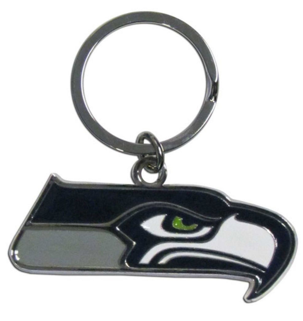 Seattle Seahawks Chrome Logo Cut Keychain - Siskiyou