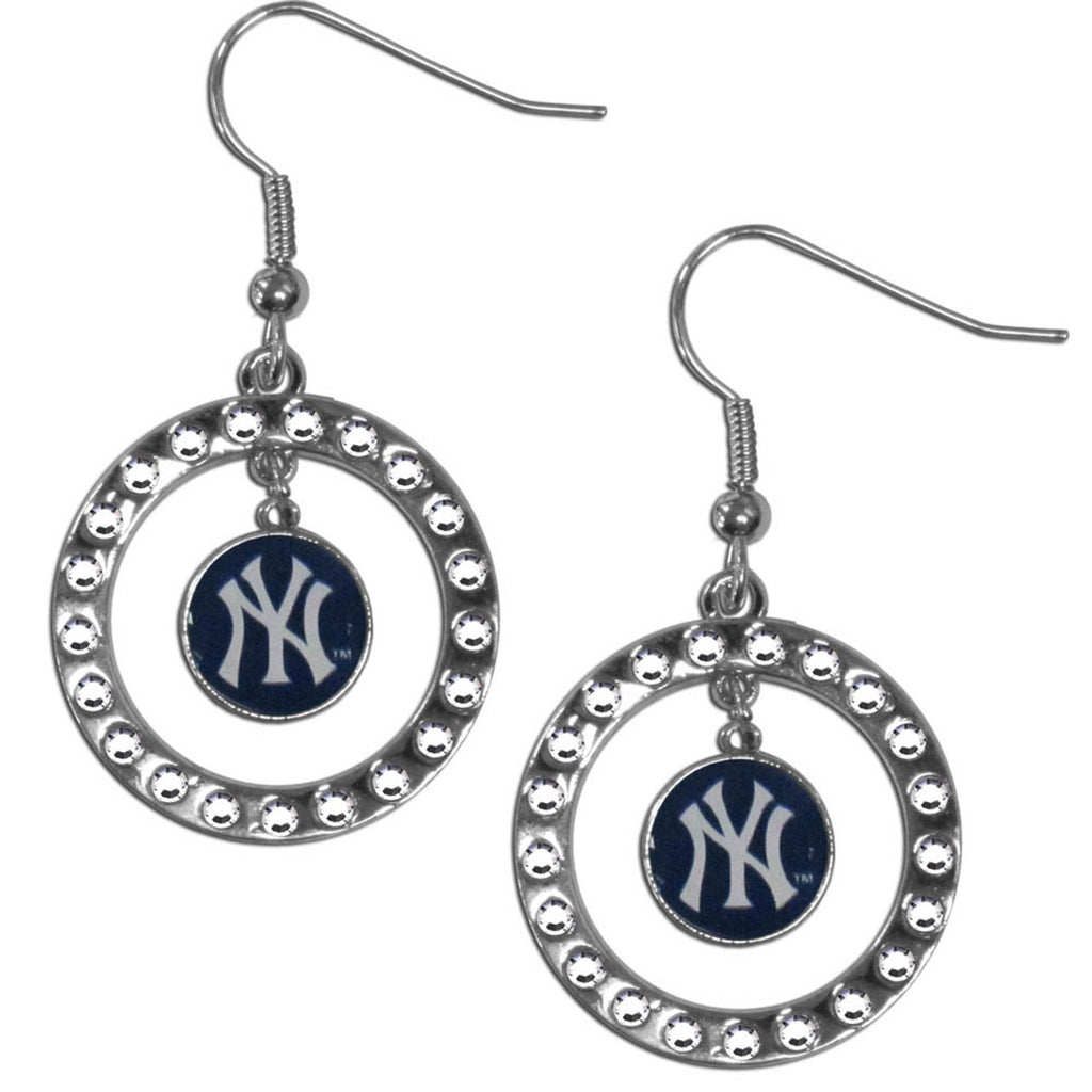 New York Yankees Earrings Hoop Rhinestone CO - Siskiyou