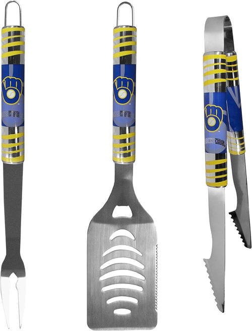 Milwaukee Brewers Utensil Set Grilling BBQ Stainless Steel 3 Piece CO - Siskiyou