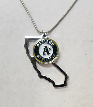 Oakland Athletics Necklace Chain with State Shape Charm CO - Siskiyou