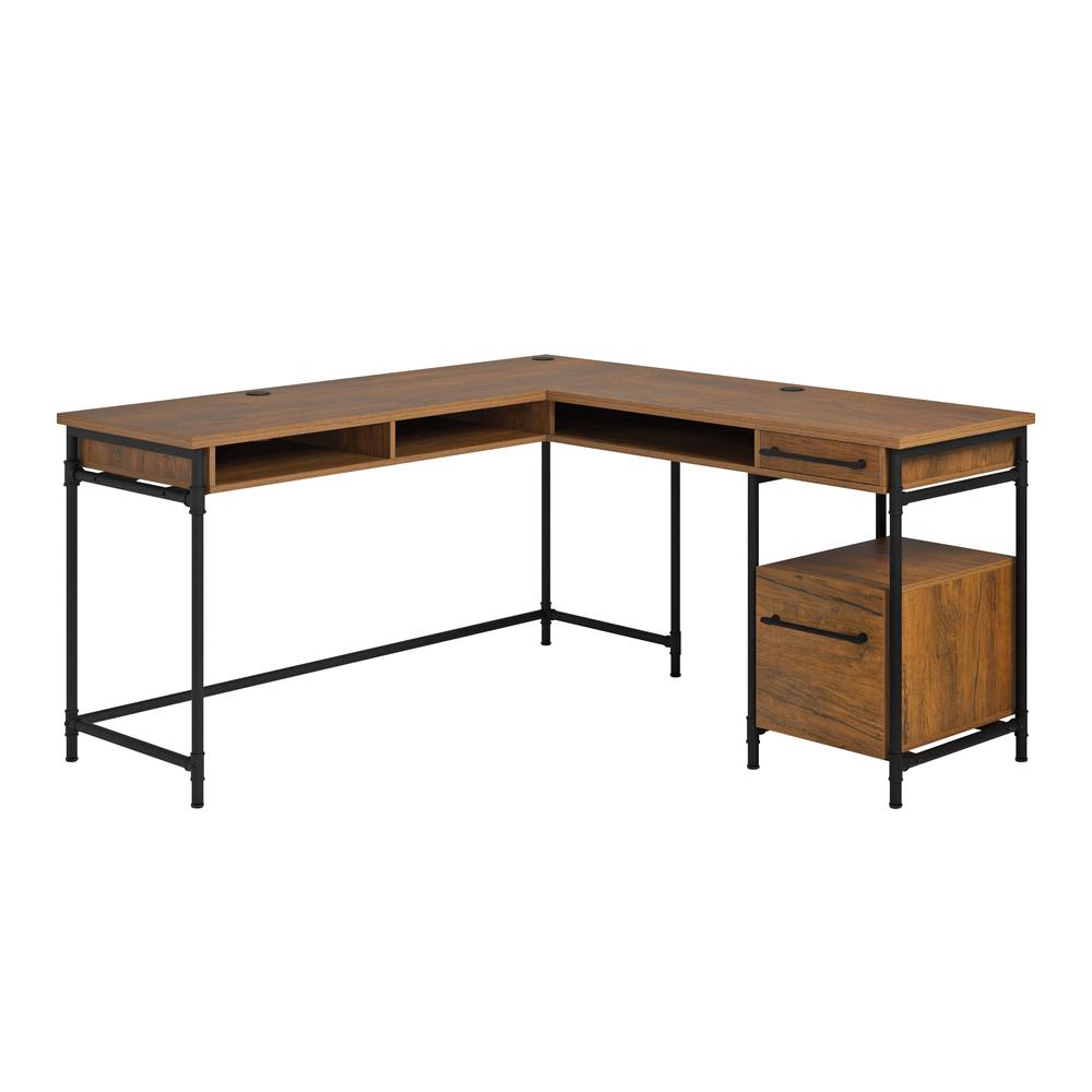 Iron City L Desk Checked Oak - Sauder