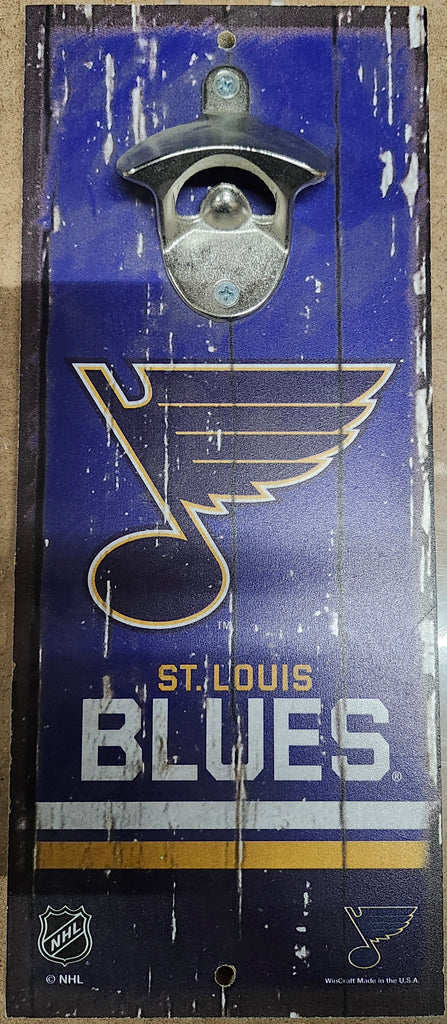 St. Louis Blues Sign Wood 5x11 Bottle Opener Alternate - 14