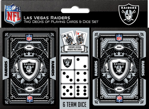 Las Vegas Raiders Playing Cards and Dice Set - Masterpieces Puzzle Company