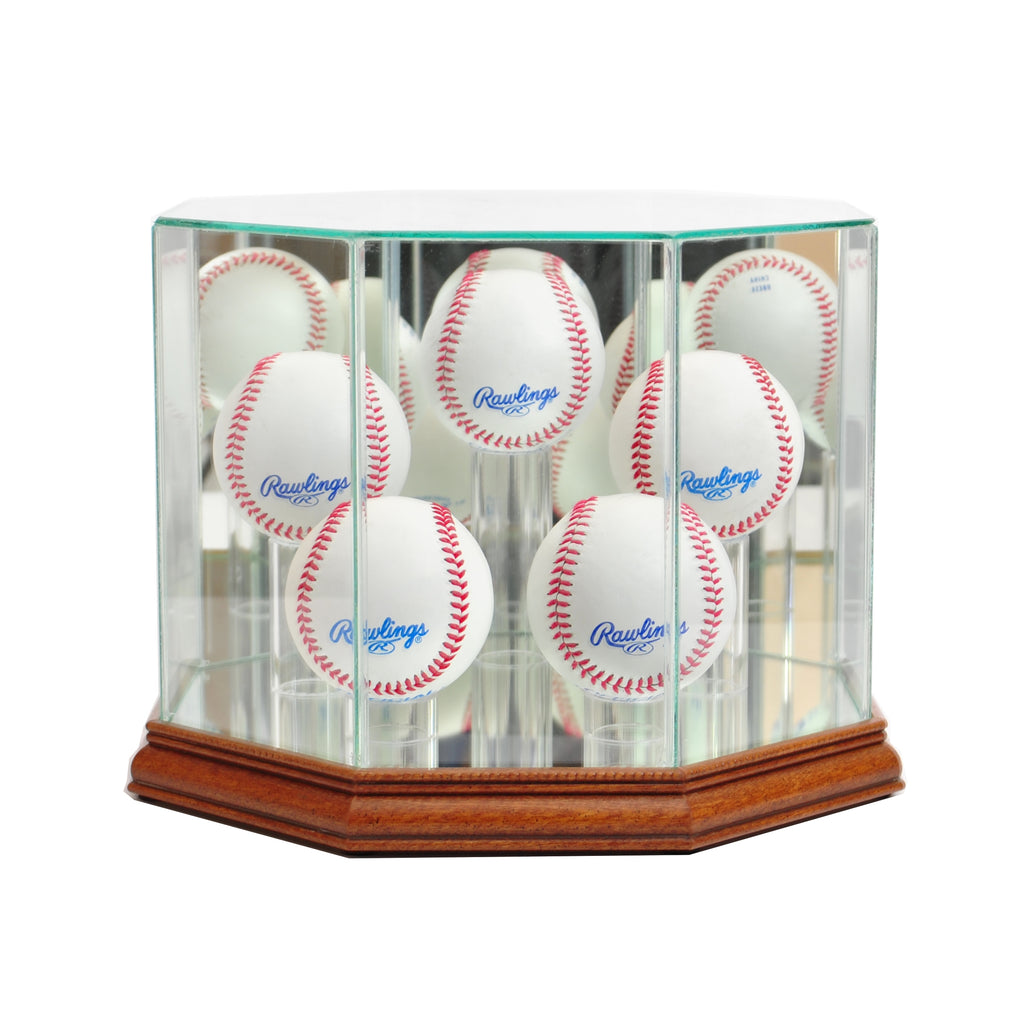 Octagon 5 Baseball Display Case with Walnut Moulding