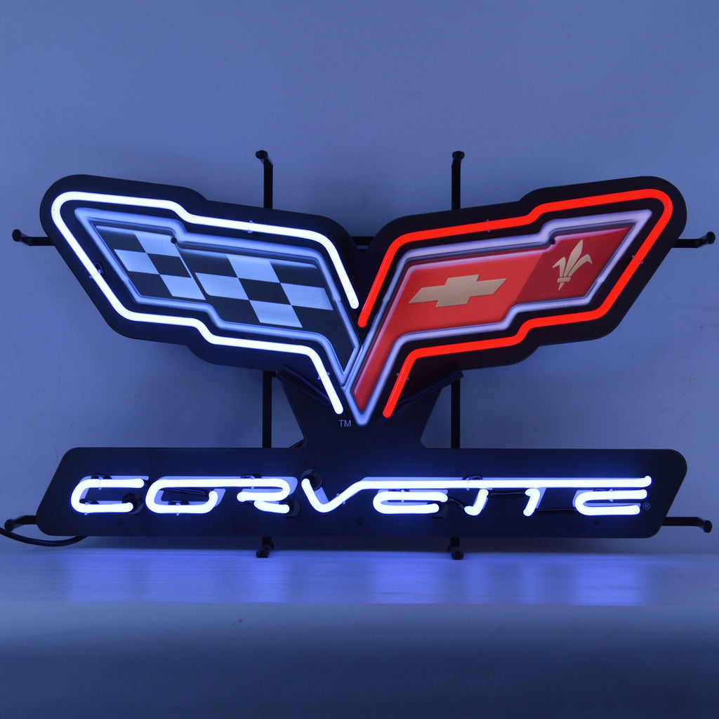 Corvette C6 Flags Neon Sign With Backing