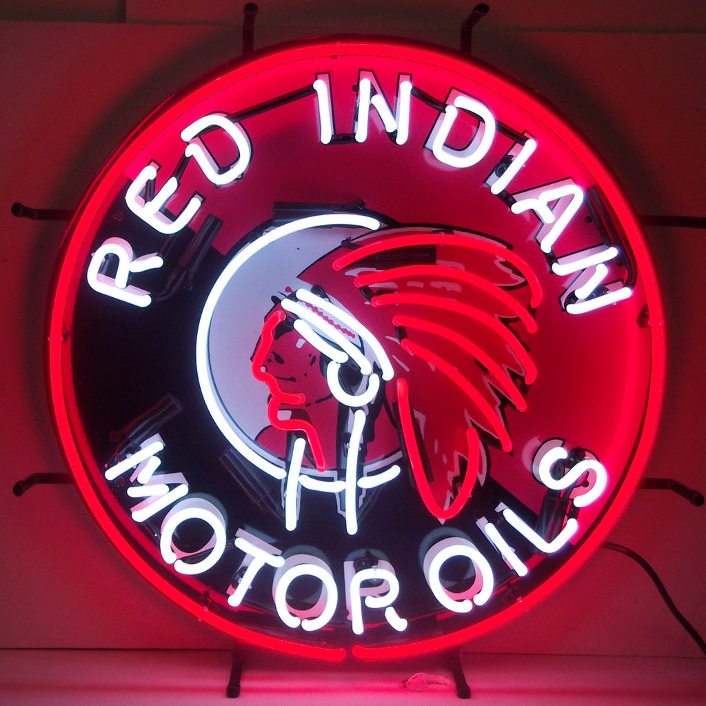 Gas - Red Indian Motor Oils Neon Sign