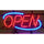 Open Blue Border Neon Sign