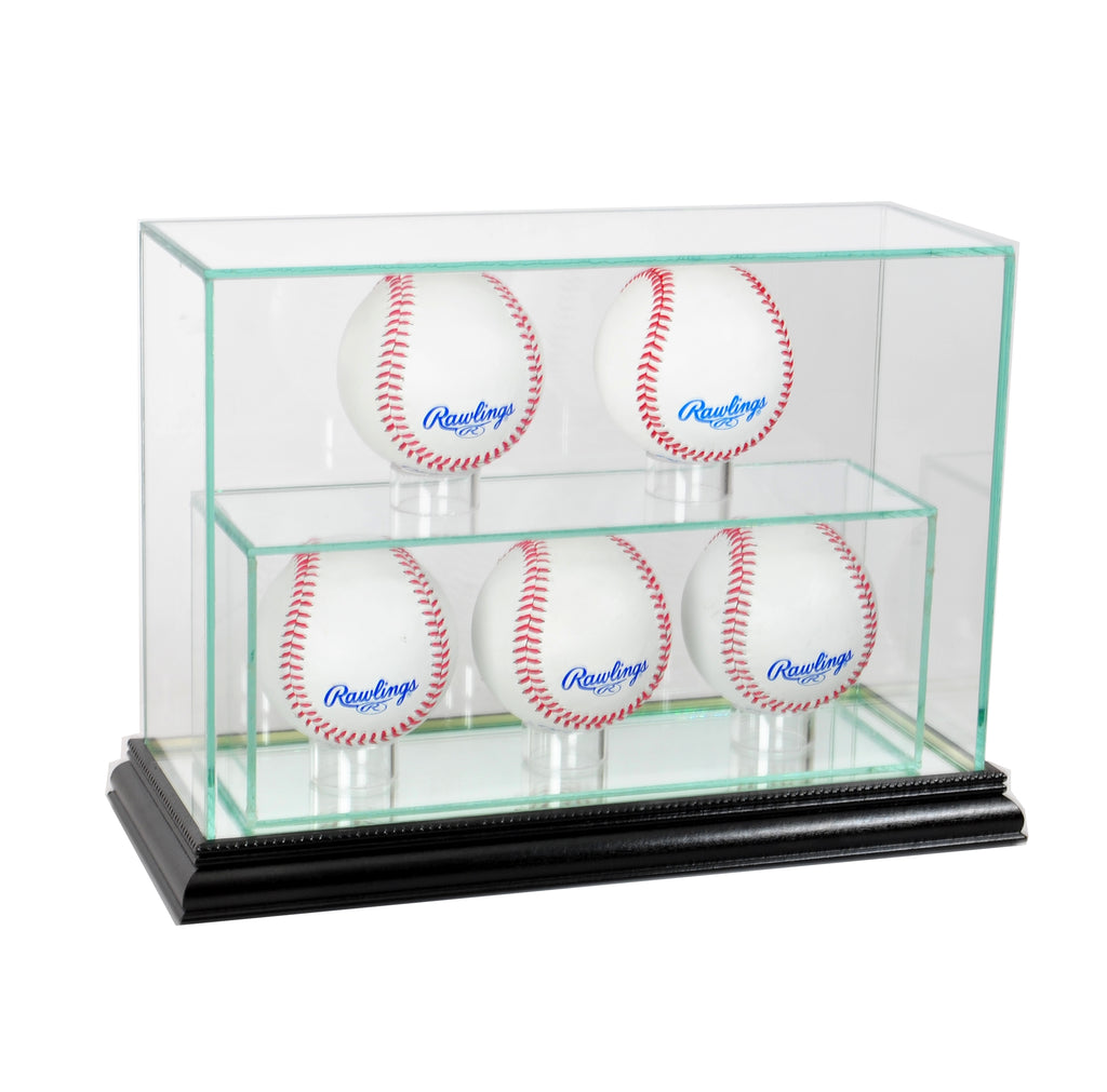 5 Upright Baseball Display Case with Black Moulding