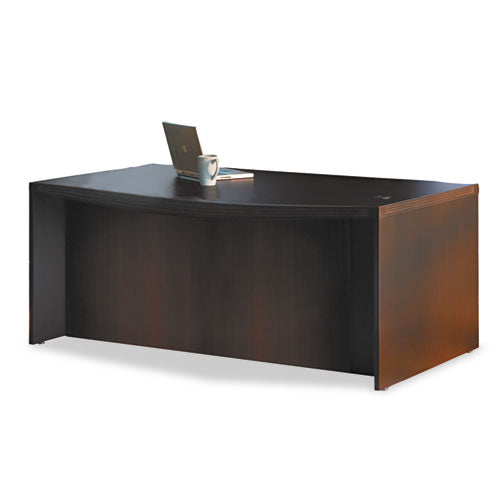 Aberdeen Series Laminate Bow Front Desk Shell, 72w x 42d x 29-1/2h, Mocha - Mayline