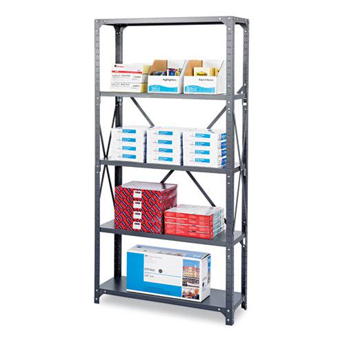Commercial Steel Shelving Unit, Six-Shelf, 36w x 18d x 75h, Dark Gray - Safco