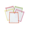 Reusable Dry Erase Pockets, Super Heavy-Duty, Top Load 9 x 12 Insert, Clear Front, Assorted Neon Border, 25/Box - C-Line