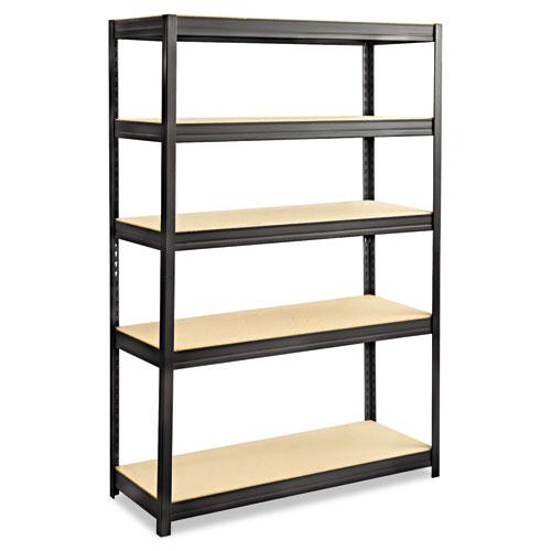 Boltless Steel/Particleboard Shelving, Five-Shelf, 48w x 18d x 72h, Black - Safco