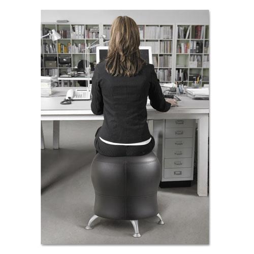 Zenergy Ball Chair, Backless, Supports Up to 250 lb, Black Vinyl Seat, Silver Base - Safco