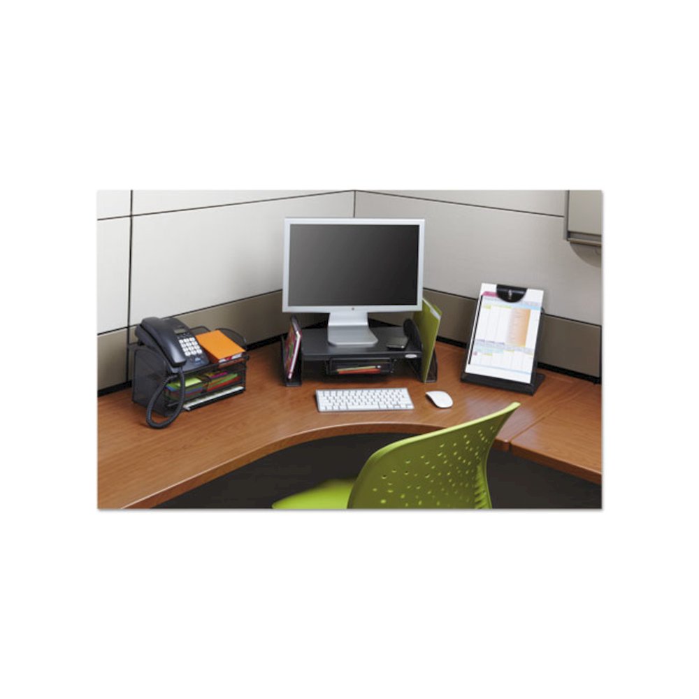 Onyx Mesh Monitor Stand, 19.25'' x 11.25'' x 6.25'', Black - Safco