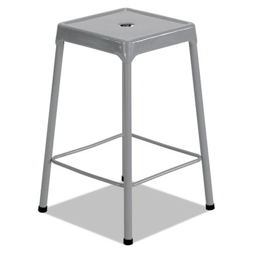 Counter-Height Steel Stool, Backless, Supports Up to 250 lb, 25'' Seat Height, Silver - Safco