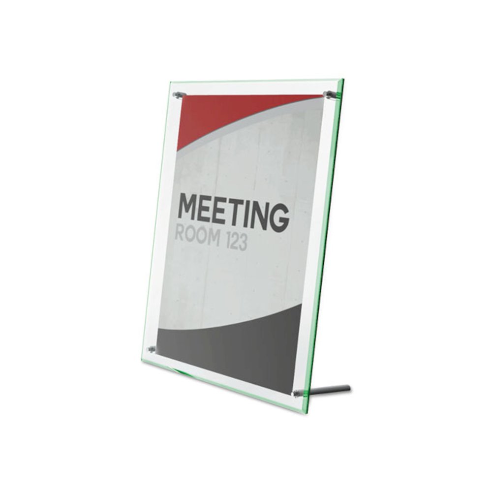 Superior Image Beveled Edge Sign Holder, Letter Insert, Clear/Green-Tinted Edges - deflecto