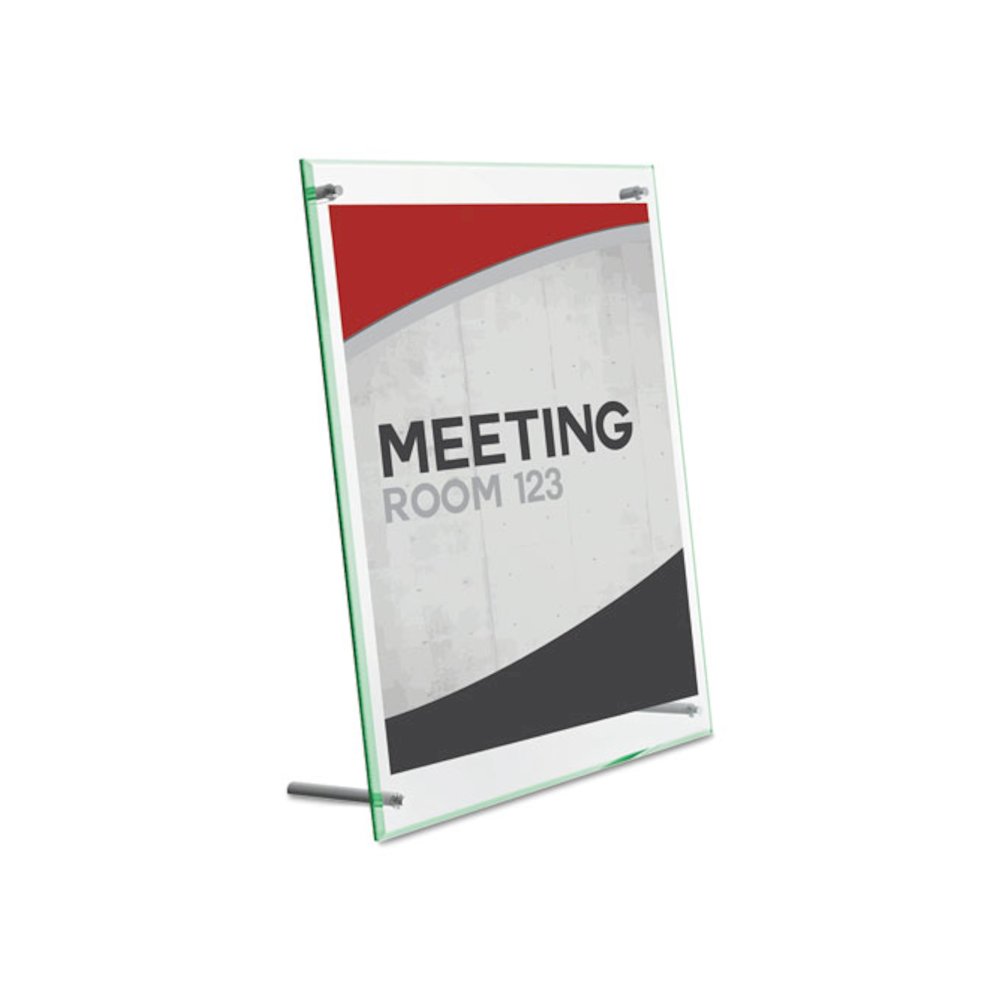 Superior Image Beveled Edge Sign Holder, Letter Insert, Clear/Green-Tinted Edges - deflecto