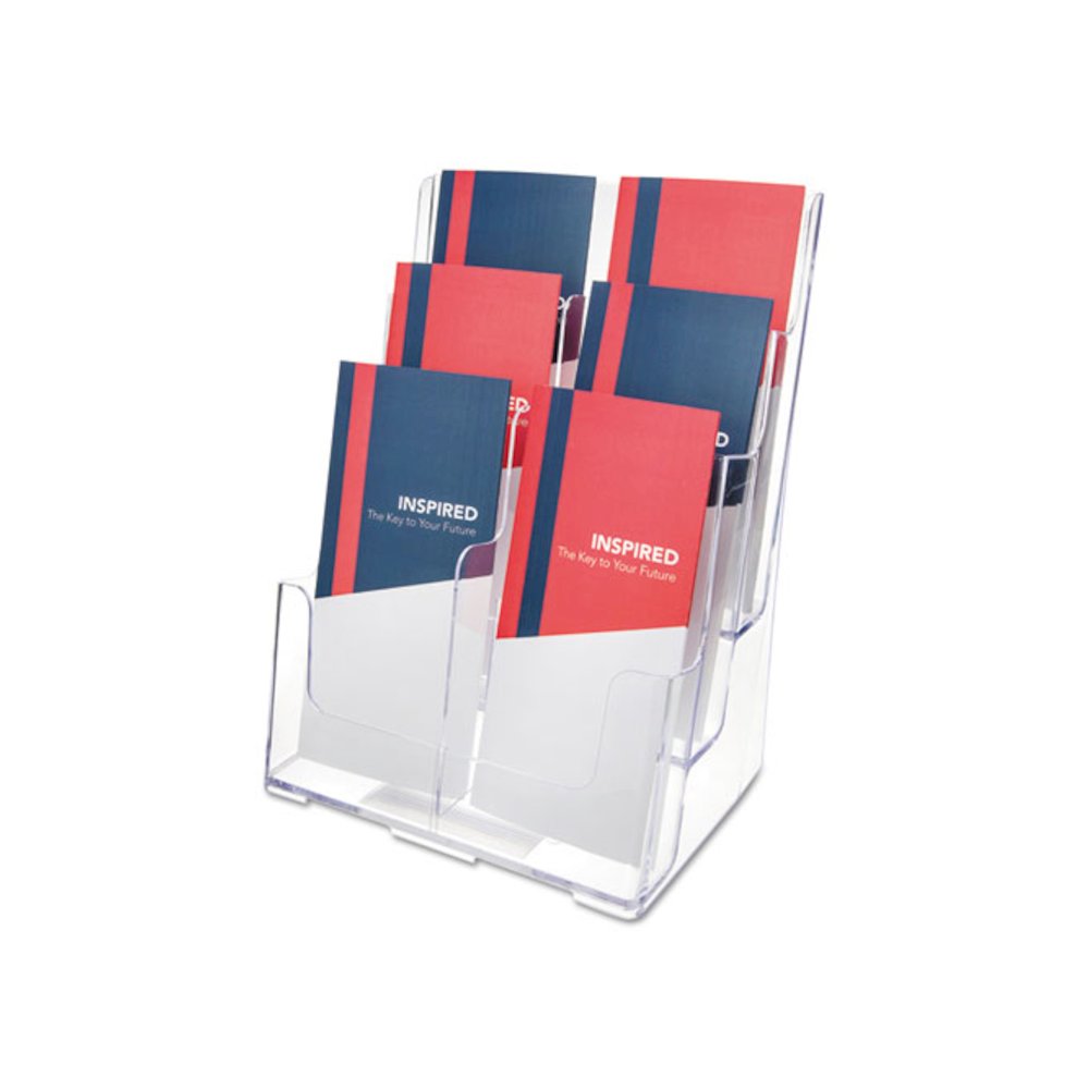 6-Compartment DocuHolder, Leaflet Size, 9.63w x 6.25d x 12.63h, Clear - deflecto