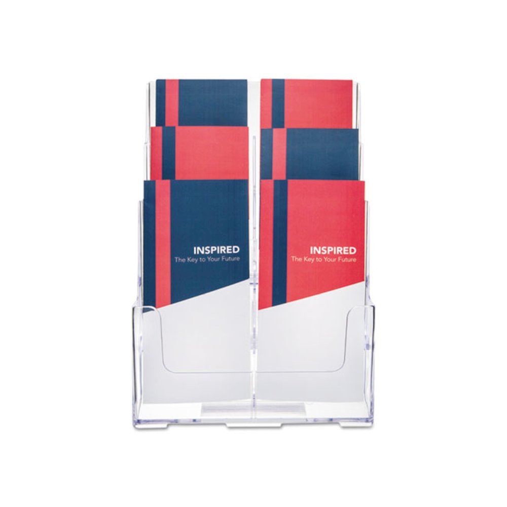 6-Compartment DocuHolder, Leaflet Size, 9.63w x 6.25d x 12.63h, Clear - deflecto