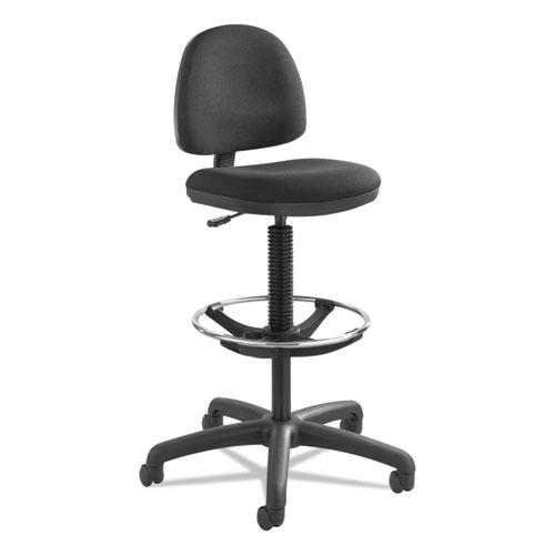 Precision Extended-Height Swivel Stool, Adjustable Footring, Supports Up to 250 lb, 23'' to 33'' Seat Height, Black Fabric - Safco