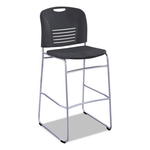 Vy Sled Base Bistro Chair, Supports Up to 350 lb, 30.5'' Seat Height, Black Seat, Black Back, Silver Base - Safco